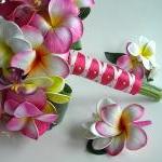 Pink Tropical Bridal Bouquet With Real Touch..
